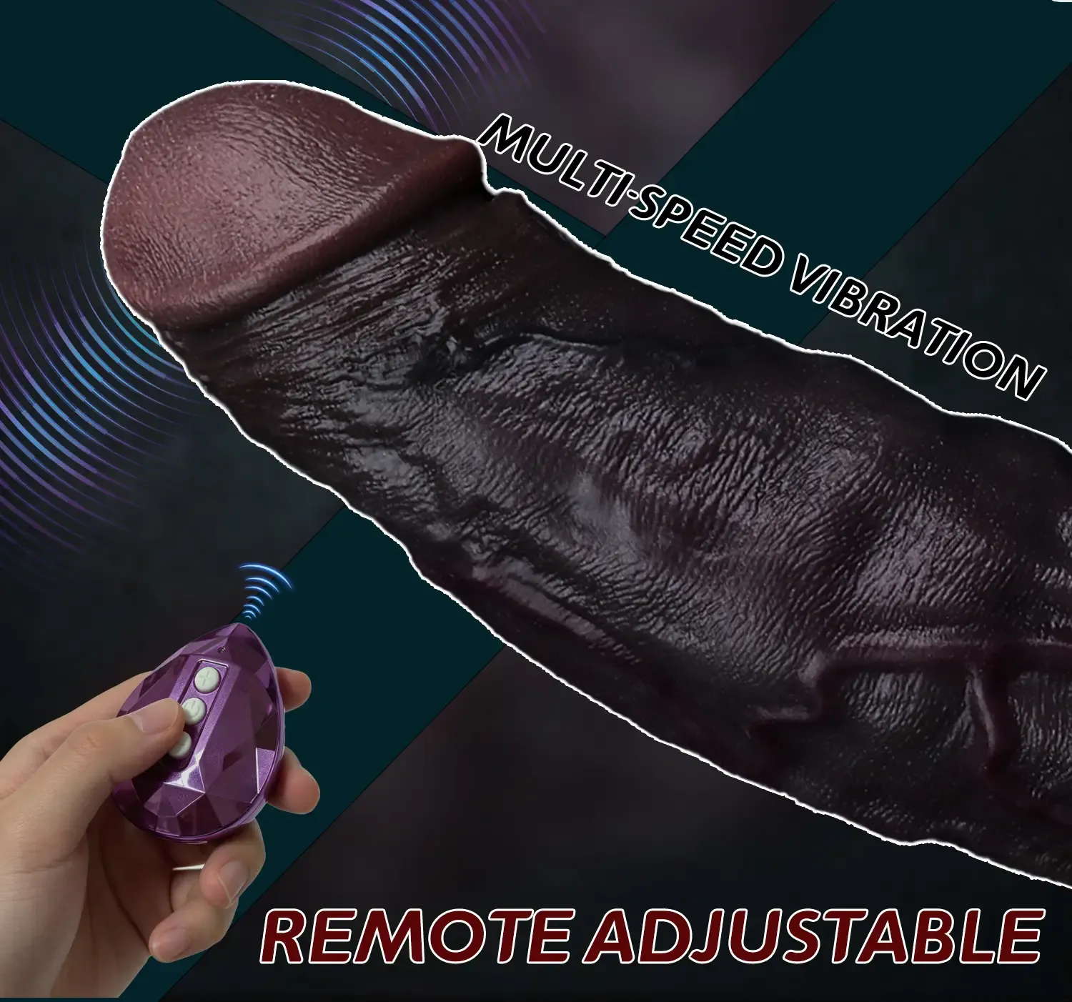 Hugo 7.1"×2" Black Vibrating Penis Sleeve | 10 Vibration Modes Remote Control